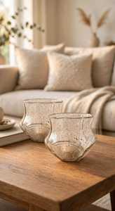 Vase en verre texturé, style cristal décoratif, vase à fleurs transparent, récipient floral pour la décoration de la maison, de la table de mariage - Product Image 6