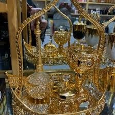 Ensemble complet de brûleur à bakhoor et encens en laiton pour usage religieux traditionnel, avec plateau parfumé à la lavande et au thé et plateau à noix - Product Image 6