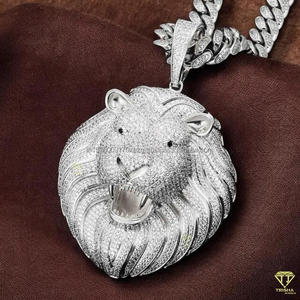 Collar con Colgante de León de Lujo con Diamantes Cultivados en Laboratorio VVS y Diseño de Incrustaciones de Piedras Premium - Product Image 4