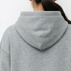 Sudadera con Capucha Extra Grande para Mujer, Gris, Mezcla de Algodón y Felpa, Gruesa, Personalizable, Manga Larga, Color Sólido, con Bolsillos - Product Image 4