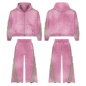 Conjunto Deportivo con Capucha Rosa para Mujer, Manga Larga, Cierre Frontal con Cremallera, Bolsillos Laterales, Color Sólido, Corte Holgado Informal, Ropa de Otoño - Product Image 1