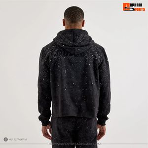 Sudadera con Capucha DAPHNIA para Hombre, Diseño de Puntos Negros, Pedrería de Alta Calidad, Corte Regular, Estilo Urbano, Unisex - Product Image 2