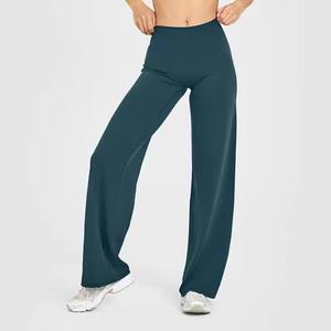 Pantalon large taille haute pour femme, couleur unie, coupe ample, longueur complète, respirant, en tricot de spandex et polyester, style décontracté printemps - Product Image 5