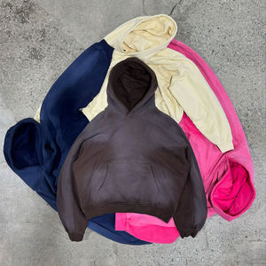Sweat à capuche pour homme en molleton doux, délavé à l'acide et effet vintage, avec empiècements contrastants, style streetwear décontracté - Product Image 3