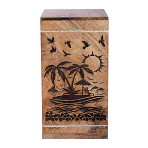 Rising Sun Handcrafted Large Wooden <b>Urns</b> for Human & <b>Pet</b> Beach Carved Mango Wood Cremation <b>Urn</b> for <b>Ashes</b> Factory Manufacturing - Product Image 3
