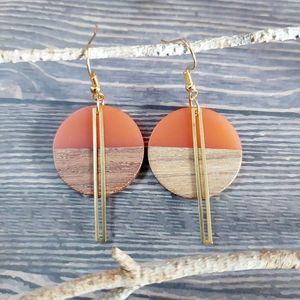 Modernos Pendientes de Madera Rellenos de Resina, Joyería Boho de Lujo Hecha a Mano, Pendientes Colgantes de Moda para Mujeres Amantes de la Moda - Product Image 2