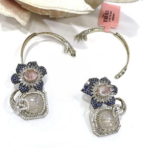 Boucles d'oreilles élégantes de haute qualité plaquées argent, effet scintillant, 2 en 1, détachables, pour femmes, pour un look de soirée, pour les occasions festives, tendance - Product Image 2