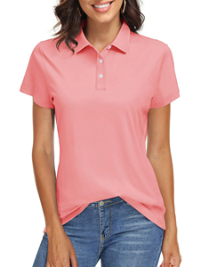 Polo à manches courtes pour femme, couleur unie blanche, tissu piqué respirant en polyester, tenue décontractée, tissu respirant, look élégant - Product Image 2