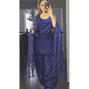 Costume Patiyala de couleur bleue pour les fêtes, UC-1176- - Product Image 2