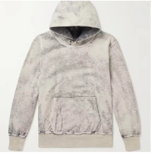 Heavyweight Custom Vintage <b>Zip</b> Acid Wash Pullover Distressed Pocket Hoodies Men Oversized Fleece Eco-Friendly 350g Front Logo - Product Image 1