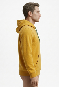 Sweat-shirt à capuche jaune moutarde pour homme, coupe classique, en molleton, décontracté, pour l'automne, avec poche avant - Product Image 3