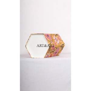 Poubelle décorative artisanale en carton imprimé floral pour la maison, poubelle à papier en acier pour le recyclage en cuisine, vente en gros - Product Image 5