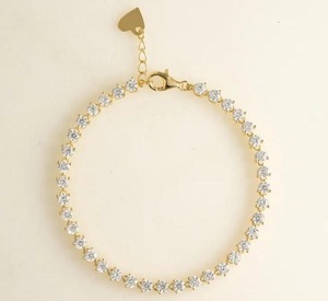 Luxury Round Cut Moissanite Tennis Bracelet <b>Iced</b> <b>Out</b> Hip Hop Jewellery VVS Diamond Look Gold <b>Chain</b> Shine Gift - Product Image 1