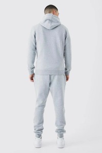 Ensemble de survêtement pour homme avec sweat-shirt à capuche gris, manches longues, couleur unie, vêtements décontractés avec poches latérales, taille élastique, 100% coton - Product Image 5