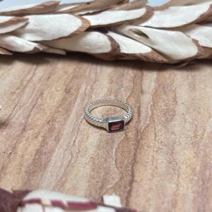 Minimalist <b>Garnet</b> <b>Ring</b> Brass Finger <b>Ring</b> Women <b>Silver</b> Plated Geometric Bands <b>Ring</b> [Wholesale/OEM/ODM] - Product Image 4