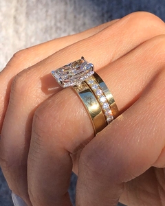 Anillo de Compromiso y Boda de Plata de Ley 925 con Moissanita VVS Brillante, Corte Radiante, Engaste de Garra, Certificado GRA, Regalo de Joyería para Mujer - Product Image 1