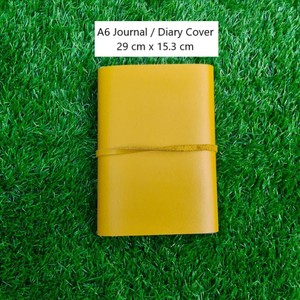 A6 Yellow Leather Planner Envelope <b>Sleeve</b> Hand <b>Book</b> Sheet Document Portfolio Holder Slim Business Refillable Diary Notebook Wrap - Product Image 2