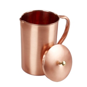 Jarra de Agua de Cobre Puro con Asa y Tapa para Cocina y Mesa, Jarra para Beber Agua, Suministros para Hoteles - Product Image 1