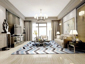 Alfombra clásica abstracta a rayas, alfombra grande hecha a mano de pared a pared para interiores elegantes de sala de estar - Product Image 2