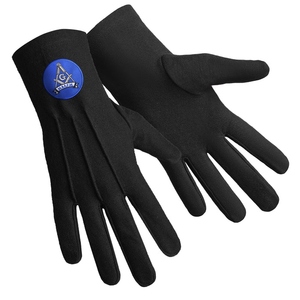 Gants en coton noir pur Master Mason Blue Lodge avec broderie ronde bleue Fabrication sur mesure - Product Image 2