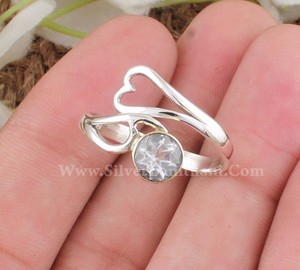 Bague romantique en argent Sterling 925 avec cristal en forme de cœur, promesse d'amour pour femmes et filles, bijoux exquis pour fête d'anniversaire de mariage, cadeau - Product Image 6