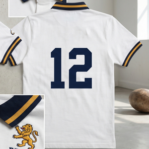 Regal Rugby White Polo Shirt Short Sleeve Embroidered Rugby Jersey Turn-<b>down</b> Collar Training Football Jerseys Tops - Product Image 2