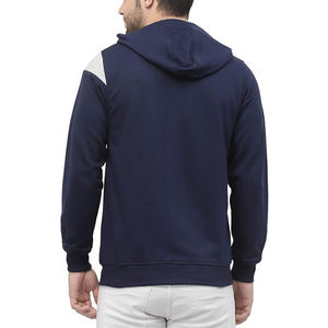 Mens Navy Color Block <b>Zip</b> Up Hoodie Full <b>Zip</b> <b>Hooded</b> Sweatshirt Casual Fleece Jacket Contrast Panel Streetwear Hoodie - Product Image 2