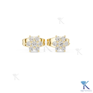 Lab Grown Diamond Floral Cluster Stud <b>Earrings</b> 7 Stone Daisy Motif 14K/18K <b>Solid</b> Gold Women's Jewelry Wedding Party Bridal - Product Image 6