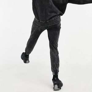 ชุดเซ็ตฮู้ดดี้สีดำล้างสีสำหรับผู้ชาย ผ้าฝ้ายฟลีซ เสื้อฮู้ดดี้แบบสวมหัว กางเกงจ็อกเกอร์ ชุดลำลองสไตล์สตรีทแวร์ ชุดออกกำลังกาย น้ำหนักเบา - Product Image 5