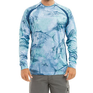 Vêtements de pêche personnalisés UPF 50 à séchage rapide 100% polyester, chemises de pêche à manches longues imprimées par sublimation OEM - Product Image 1