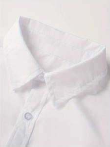 Chemise classique à manches longues et col pour filles - Mélange de viscose doux, boutonnée sur le devant, tissu non extensible, uniformes scolaires - Product Image 2