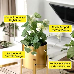 Gold Finish Solid Metal Eco-Friendly Modern Floor <b>Planters</b> Pots for Home Decor Indoor <b>Outdoor</b> Flower Pot Decorative Plant Holder - Product Image 5