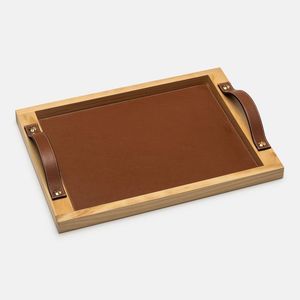 Premium Wooden Leather Serving <b>Tray</b> for Hotel Home Decorative <b>Breakfast</b> Serving <b>Tray</b> - Product Image 1
