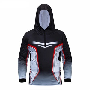 Chaqueta de Pesca con Capucha Blanca para Hombre con Estampado de Tiburón UPF 50 Protección Anti UV Cierre de Cremallera Ropa para Exteriores - Product Image 5