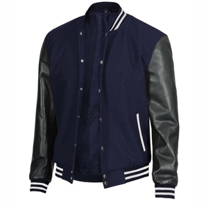 Vestes universitaires pour hommes et femmes, personnalisées, brodées, en laine avec manches en cuir, style baseball, pour équipes sportives - Product Image 1
