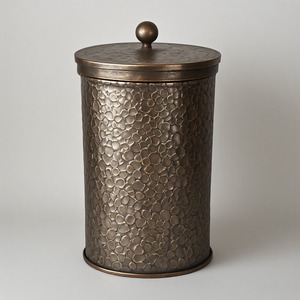 Elegant Cylindrical Metal Storage Bucket With Lid Animal Pattern Household Indoor Use - Product Image 3