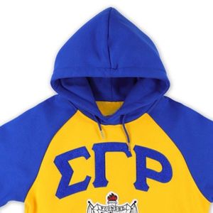 Sudadera con Capucha Sigma Gamma Rho SGRho, Sudadera Azul y Dorada de la Hermandad Griega, Ropa Griega para Mujer - Product Image 4
