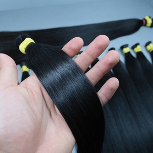 Cheveux en vrac Remy noirs # Extensions de cheveux humains lisses de 20 pouces (50 cm) à trame unique, cheveux vietnamiens bruts, produit de beauté pour femmes - Product Image 6
