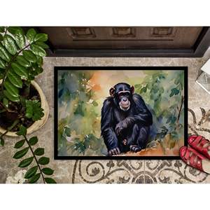 Paillasson antidérapant chimpanzé lavable à poils bas tapis d'entrée intérieur/extérieur 24H X 36W tapis de porte avant - Product Image 3