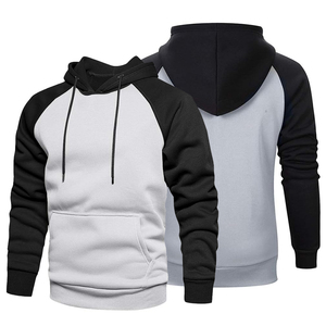 White Black Color Men's American Pattern Hoodies 100% Cotton Knitted Fabric Winter Wear Long Sleeves Raglan Outdoor Hoodies - Product Image 1