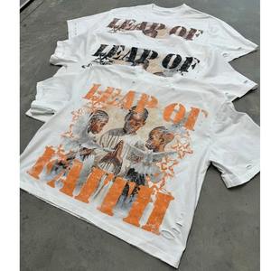 T-shirt surdimensionné personnalisé pour homme en gros - 100 % coton, mélange polyester/coton, logo imprimé en silicone, col rond - Product Image 2