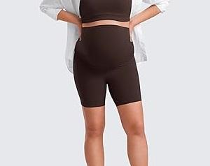 Shorts de yoga et de cyclisme pour femme, unis, sans couture, sexy, de maternité, à compression intégrale au-dessus du ventre, coupe ajustée - Product Image 6
