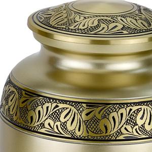 Urna Clásica de Latón Grabado en Blanco Laurel con Delicado Patrón de Hojas, Dos Bandas, Estilo Americano, Capacidad de 200 Pulgadas Cúbicas, Conmemorativa - Product Image 2