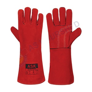 Gants de soudage rouges en cuir de vachette, résistants, EN388 EN407, résistants à la coupe et à la chaleur, pour mécaniciens et soudeurs - Product Image 1