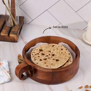 Boîte à roti en bois massif artisanale – Support isotherme pour chapati avec couvercle – Solution de rangement durable pour la cuisine – Qualité export - Product Image 4