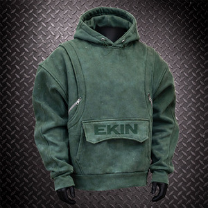 Ekin Impex Custom Acid Washed Hoodie Customizable Fashion Inspired Embroidery <b>Sweatshirt</b> Vibrant Oversized Loose Fit Men Hoodie - Product Image 1