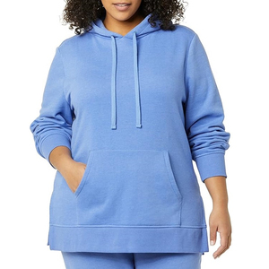 Sudadera con Capucha Azul Extra Grande, 100% Algodón, Felpa, Color Sólido, Diseño con Bolsillo, Casual, Manga Larga, Unisex, para Otoño - Product Image 1