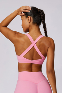 Sujetador Deportivo Rosa para Mujer, Estilo Racerback, Sin Varillas, Sin Costuras, Transpirable, de Spandex y Poliéster, para Todas las Temporadas - Product Image 2