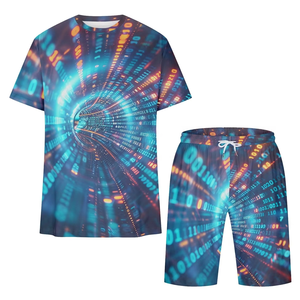 ชุดเสื้อยืดและกางเกงขาสั้นผ้าฝ้ายสำหรับฤดูร้อนแบบกำหนดเอง ชุดสองชิ้นสำหรับผู้ชายและผู้หญิง ชุดเสื้อและกางเกงขาสั้นสำหรับผู้ชายพร้อมโลโก้แบบกำหนดเอง - Product Image 3