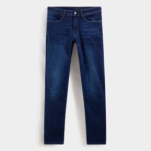 Men's Dark Blue Regular Fit Custom Made High Quality Streetwear Denim <b>Jeans</b> for Men's with High Quality Custom Embroidered logo - Product Image 1